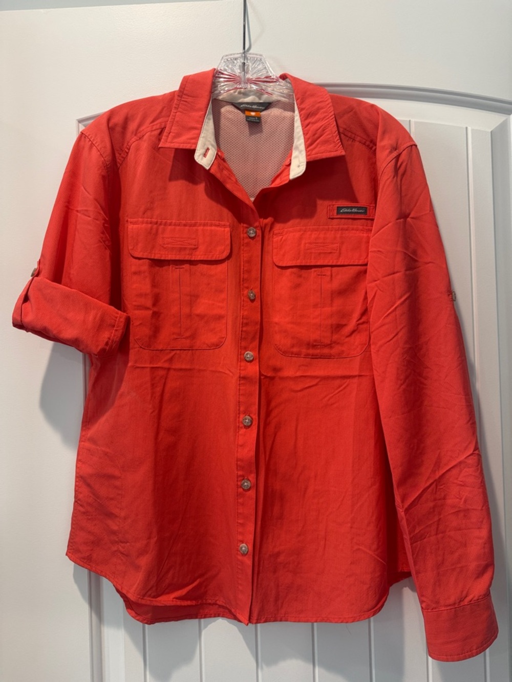 Eddie Bauer Red Button-Down Utility Shirt